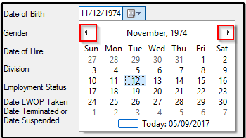 month selector arrows